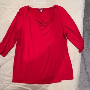Soft Works Red Draped Neck Top Sz XXL 2x